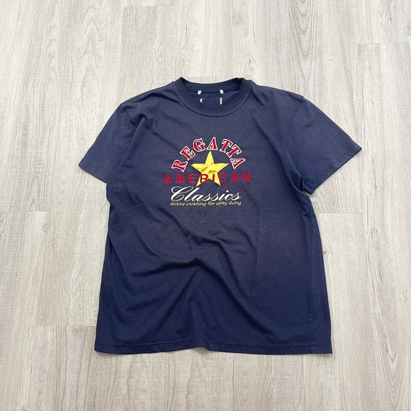 VINTAGE 90s Regatta American Classic Shirt Size Medium M Mens 1990s Blue - Picture 1 of 6